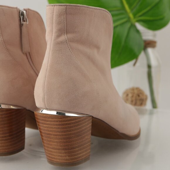 Linea Paolo Womens Westly Boot Size 8.5 Blush Suede Block Heel Pointed Bootie - Picture 3 of 12